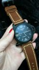 Clone Panerai Luminor GMT PAM 320 Black Steel Watch Brown Leather Strap (4)_th.jpg